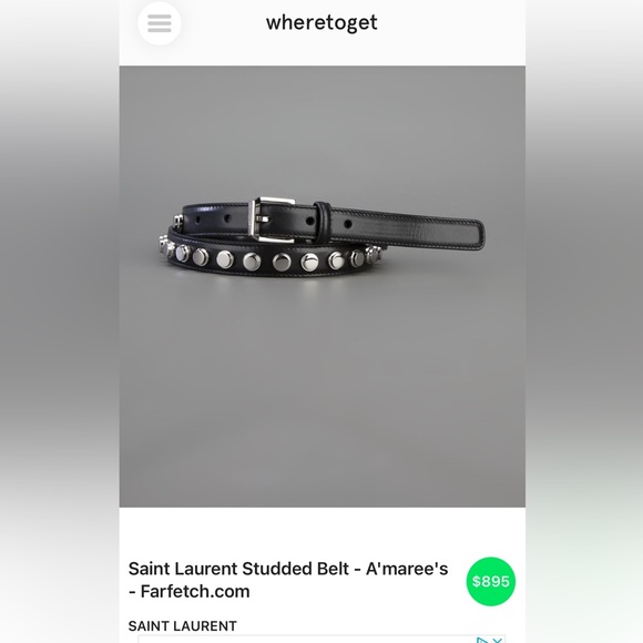 SAINT LAURENT MEN’S CLOUS MONET BLACK LEATHER BELT SILVER STUDS  XL SZ 95 - Picture 13 of 14